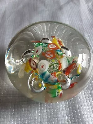 Buy Murano Millefiori And Controlled Bubble Glass Paperweight • 5.99£