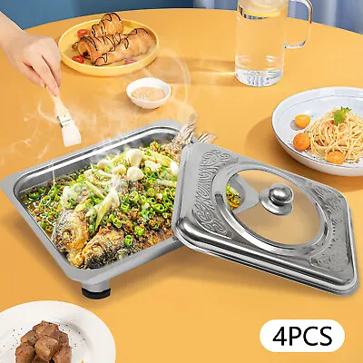 Buy 4PCS Buffet Dish Tray Food Plate Server Food Warmer Chafing Dish Serving Tray UK • 30£