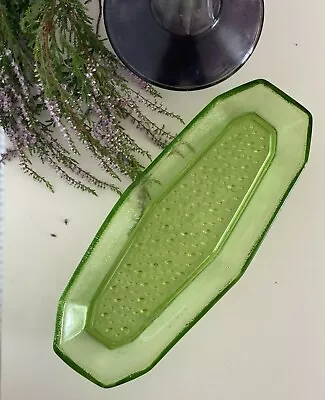 Buy Green Oval Colored Glass Plate Serving Tray Vegetable Appetizer Fish Sushi Dish  • 19.06£