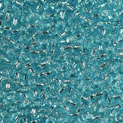 Buy LIGHT BLUE 2mm Silver-Lined GLASS SEED BEADS 50g Pack 12/0 Approx. 4500 Beads • 2.48£
