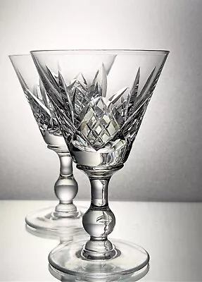 Buy Signed Pair STUART Lead Crystal GLENGARRY Cut Wine Glasses - 100 Ml • 15£