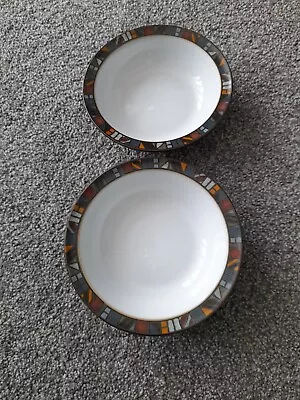 Buy Denby Marrakesh 2x Cereal  Bowls 7” Brown Mosaic Rim Vintage Very Good Cond. • 16.99£
