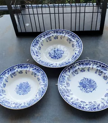 Buy 2 Antique Minton Classic Blue White Bowls &  1 Plate Ormond Pattern C. 1870's • 37.01£
