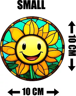 Buy Decorative Sunflower Stained Glass Effect Static Cling Window Sticker Colourful  • 3.49£