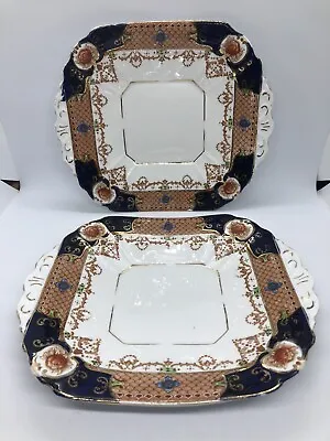 Buy Two Vintage Melba Bone China 1930s Imari Cobalt Blue And Rust Cake Biscuit Plate • 9.99£