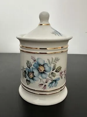 Buy Vintage Old Foley James Kent Blue Floral Lidded Jar Trinket Pot • 4£