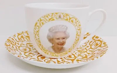 Buy Loving Memory HM Queen Elizabeth II Large Cup & Saucer 450 Ml Lyric Bone China • 19.20£