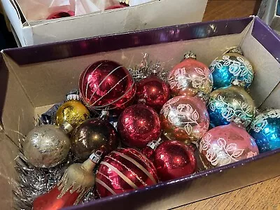 Buy X15 Vintage Retro Glass Christmas Baubles, Bell As Found In Shoebox • 20£