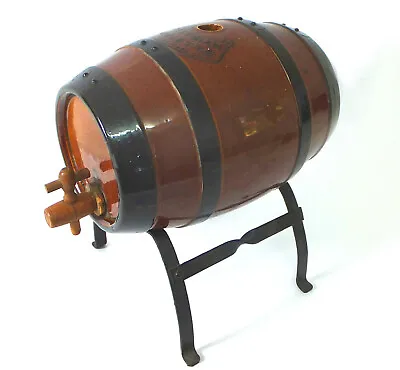 Buy 19th. C Doulton Lambeth Salt Glazed Stoneware Whiskey Barrel On A Metal Stand • 100£