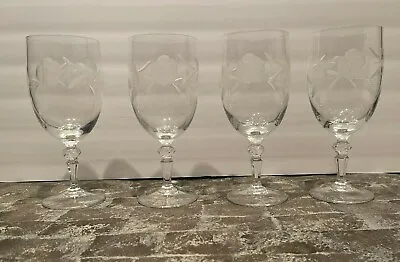 Buy 4 Royal Doulton Country Rose Iced Tea Glasses Goblets Etched Glass • 48£