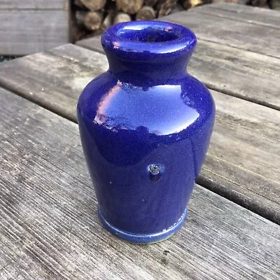 Buy Vintage Cornflower Blue Glazed Stoneware Ronuk Furniture Polish Bottle Posy Vase • 15£