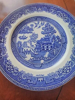 Buy Alfred Meakin England Plate Blue And White Old Willow Pattern 10 Ins .Small Mark • 1.25£