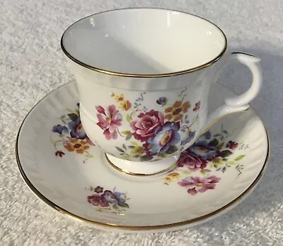 Buy Crown Staffordshire Fine Bone China Tea Cup Saucer England Multicolor Flowers • 21.72£