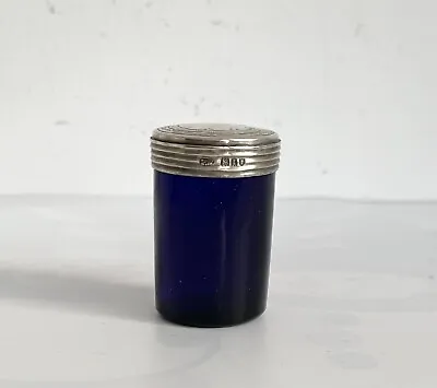 Buy Antique Solid Silver And Cobalt Blue Glass Small Jar • 10£