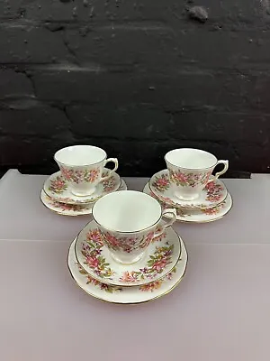 Buy 3 X Colclough Wayside Honeysuckle Tea Trios Cups Saucers And Side Plates Set • 15.99£