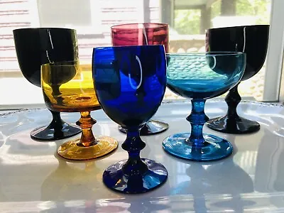 Buy 1960's Mid Mod Water Cocktail Glass Gem Color Colony Czech Barware Set Of 7 • 65.33£
