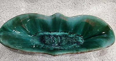 Buy Blue Mountain Pottery Dish Scalloped Edge Oval Bowl Dish Green Teal Glaze Mcm • 8.50£
