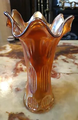 Buy  Antique Fenton  Amethyst Coloured Carnival Glass Vase Bobbled Effect    7 1/2   • 12£
