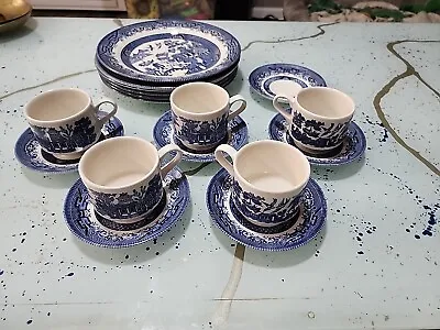 Buy Churchill China England Willow Blue Dinnerware Set (17) Peices • 155.69£