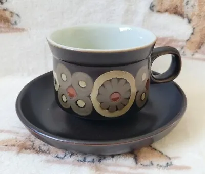 Buy Denby Arabesque Tea Cup And Saucer Brown Retro Flower Design • 8.50£