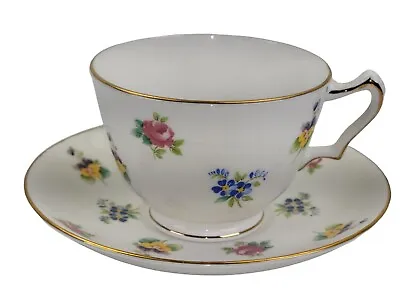 Buy Crown Staffordshire Fine Bone China All Over Floral Tea Cup And Saucer England • 18.91£
