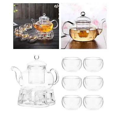 Buy Teapot Set Flower Borosilicate Glass Heat Resistant Strainer Decoration For Home • 39.20£