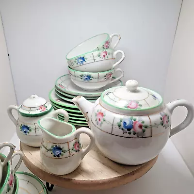 Buy Vintage Childs China Tea Set Japan Floral Tea Pot Snack Plates Cups Saucers READ • 20.37£