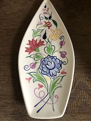 Buy VINTAGE POOLE POTTERY FLORAL SPEAR SHAPE FISH PLATE 17 Inch LONG • 17£