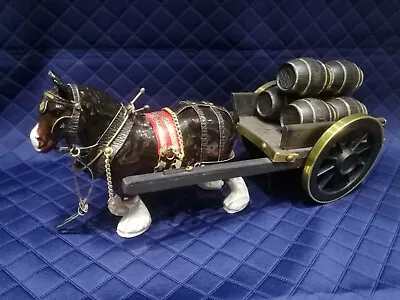 Buy Vintage Ceramic Pottery Shire Horse Figurine With Tack + Harness Pulling Cart • 14.99£