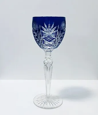Buy French Saint Louis Large Cobalt Blue Cut To Clear Crystal Wine Glass Chalice 10” • 158.24£