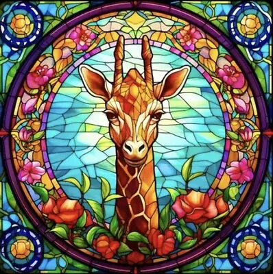 Buy Rainbow Giraffe Stain Glass Window Cross Stitch Pattern • 4£