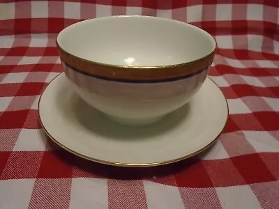 Buy Winterling Kirchenlamitz White With Blue & Gold Trim Gravy Boat W/Attached Plate • 11.53£