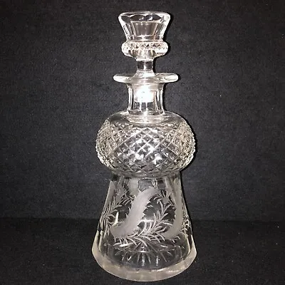 Buy Rare Richardson Lead Crystal Cut Glass Decanter. Wheel Engraved Thistle Pattern • 170£