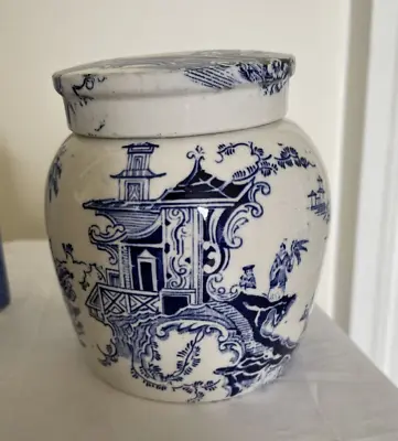 Buy Chinese Style Antique Blue & White Transfer Ware Glazed Ceramic Ginger Jar. • 16.99£