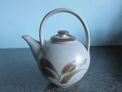 Buy Studio Pottery - Round Teapot - Leaf Decoration - Signed • 49.99£