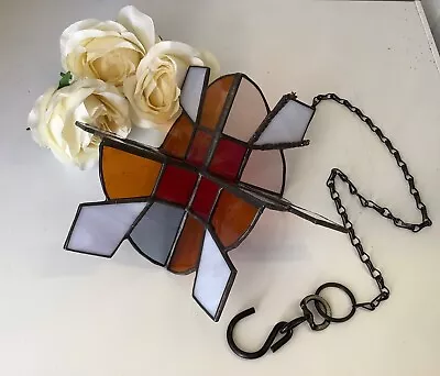 Buy Hand Crafted Stained Glass, Hanging Garden Wind Spinner, Unique Fathers Day Gift • 24.99£