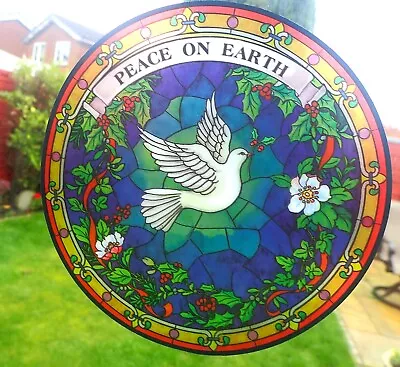 Buy Peace On Earth Suncatcher Stained Glass Window Sticker  Sun Catcher Christmas • 3.99£