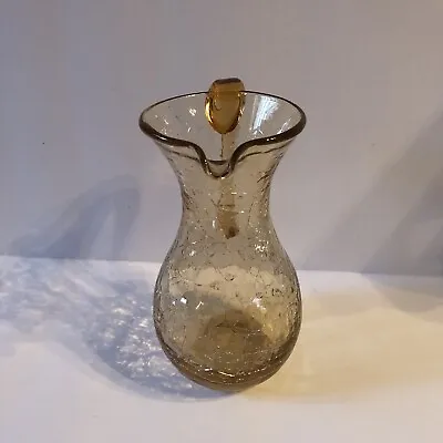 Buy Vintage Crackle Glass Small Gold Pitcher Vase 5” MCM • 11.34£
