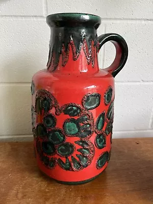 Buy Huge Red Green Fat Lava Vase Vintage West German Beautiful Dramatic 40cm • 4£