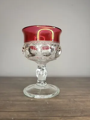 Buy Vintage Tiffin Kings Red Ruby Flash Thumbprint Claret Wine Glass • 2.83£