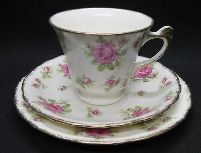 Buy James Kent Ltd Longton #3084 Trio - Cup, Saucer, Plate With Pink Roses • 27.78£
