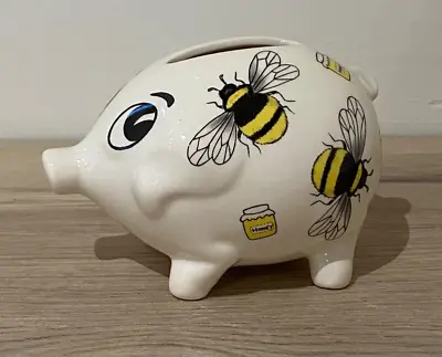 Buy Vintage Holkham Pottery Piggy Bank With Bee & Honey Decoration Money Box • 9£