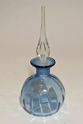 Buy Blue Glass Ribbed Perfume Bottle, Signed Richard Morrell • 41.10£