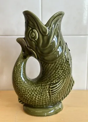 Buy Large Vintage Dartmouth Green Fish Glug Jug 24cms Gurgle Vase Original  Sticker • 37.95£