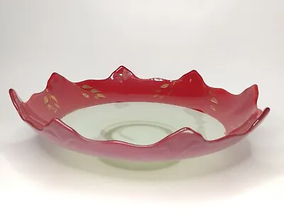Buy 1930s Indiana White & Ruby Moderne Classic Glass Fruit Bowl • 23.97£