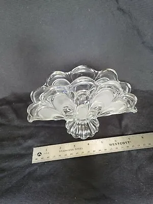 Buy Vintage Bohemian Clear & Frosted Crystal Glass Napkin Holder Fan Shape • 24.01£