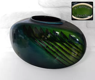 Buy Vintage West German BAY KERAMIK 690-15 Pottery Vase. Green Oval Ceramic • 39.99£