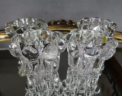Buy 4 Lovely Vintage Retro VMC Reims France Heavy Bubble Glass Tapered Candle Holder • 13.95£
