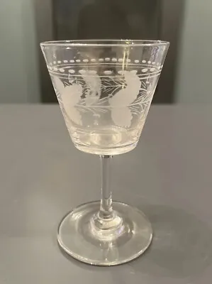 Buy Antique Victorian Etched Wine Glass • 25£
