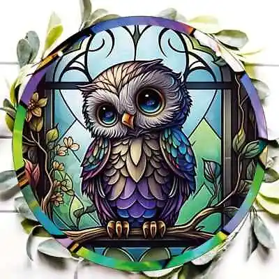 Buy Owl Design 2 Suncatcher Stained Glass Effect Home Decor Christmas Gift • 7.99£